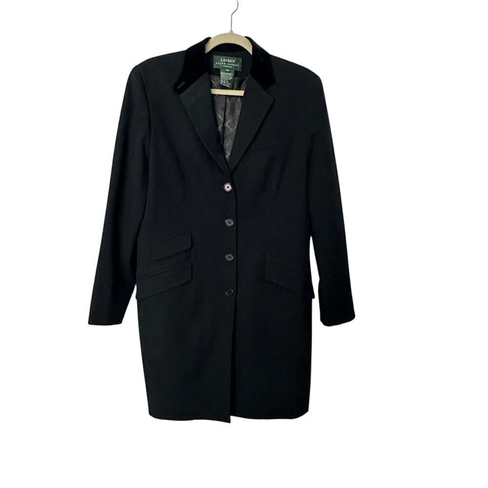 Ralph Lauren Vintage Wool Velvet Collar Long Equestrian Riding Jacket| Size 10P